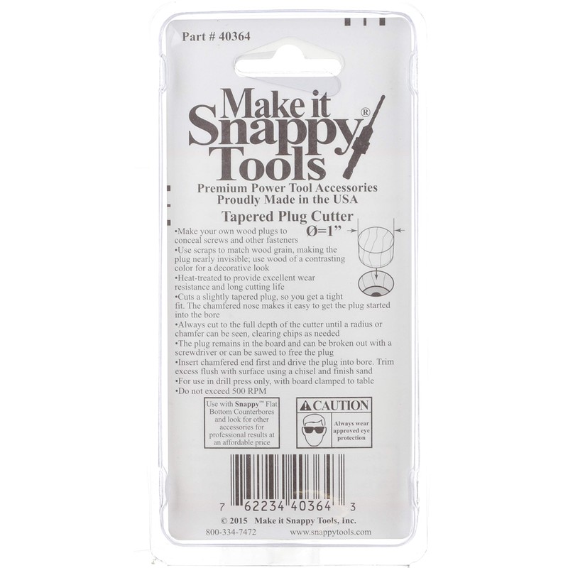 Make it Snappy Tools 1" Tapered Plug Cutter