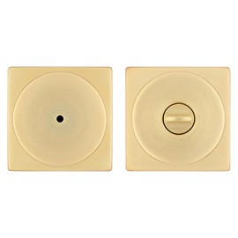 Kwikset Pismo Interior Privacy Door Knob with Lock, Door Handle for Bathroom and Bedroom, Satin Brass Keyless Turn Lock Doorknob