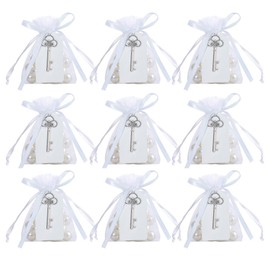 Awtlife 50 Pcs Rustic Vintage Key Bottle Opener with Card Tag and Sheer Bag for Wedding Party Favors
