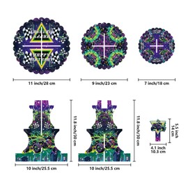 3-Tier Purple and Geen Race Car Truck Cupcake Stand, Monster Truck Cupcake Tower Favors Party Dessert Holder, Race Car Theme Dessert Stand for Kids Boys Birthday Party Decorations Supplies