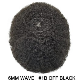 SINGA HAIR Afro Curly Toupee Hair Units for Black Men Wave Hair System Replacement Mens Toupee for American African Injected PU Kinky Curl Hair Piece Unit (1B# Natural Black,6MM Afro Wave)