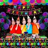 Pack of 123 Glow Neon Party Supplies Glow Party Tableware