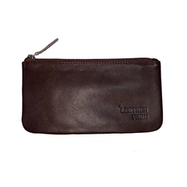 LEATHER FARM Leather Travel Pouch - Beautifully Handcrafted YKK Zippered Pouch Handmade - 8 x 4 inches.(BROWN)