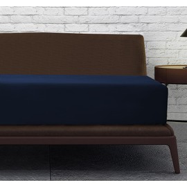 Linen Home Navy Single Fitted Sheet Deep fit 12''/30cm Microfibre Easy Care Fitted Bed Sheets Single - Super Soft Brushed Wrinkle and Fade Resistance Bedding (Single, Navy)