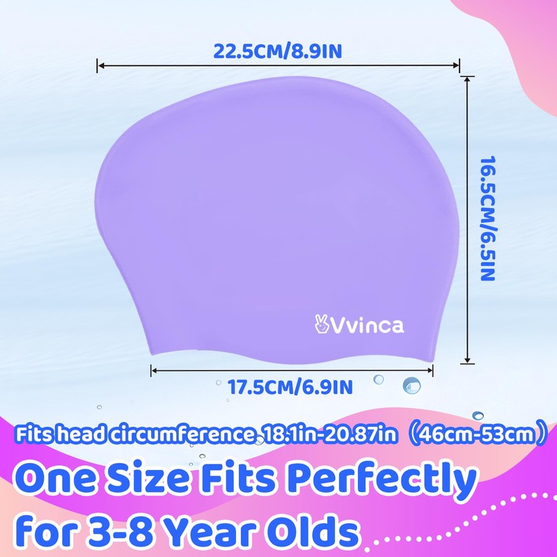 Vvinca Swim Cap Kids for Long Hair Braids Curly, 2