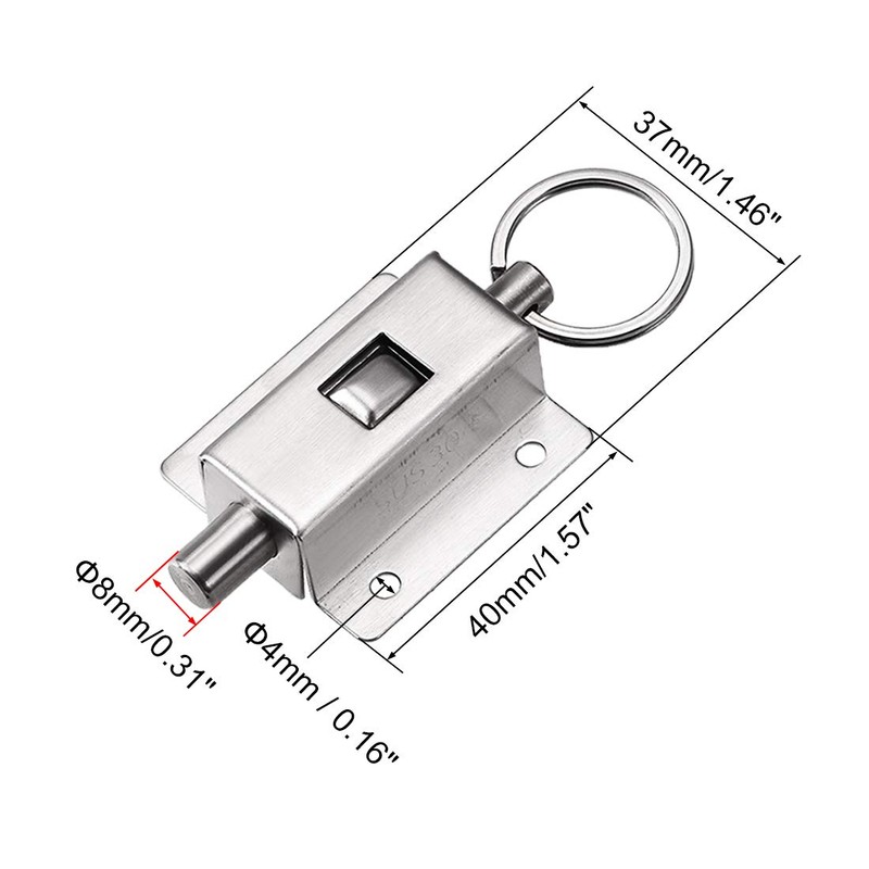 uxcell Door Barrel Bolt, Stainless Steel 304 Ring-Pull Spring Loaded