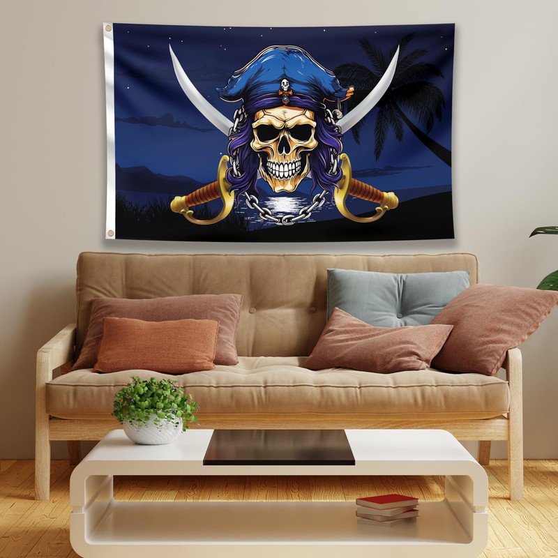 Pirate Flag – Jolly Roger Flag with Crossed Rapires -