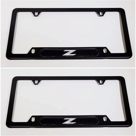2PCS Z Stainless Steel License Plate Frame Cover Holder ForNissan Z Black Sport