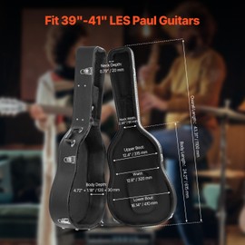 Happybuy Acoustic Guitar Hard Case, 43.31 in Gourd-Shaped, With Lock Key Handle, PVC Padding Lining, Water-Resistant Shell, for 39-41 in Guitar, Black