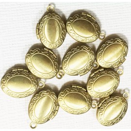 Unbranded 5 pcs solid brass oval locket Pendants, photo frame locket charm 11x16mm