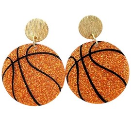 Acrylic Football Earrings Basketball Volleyball Baseball Dangle Drop Earring Sports Earrings for Women Team Jewelry-Basketball