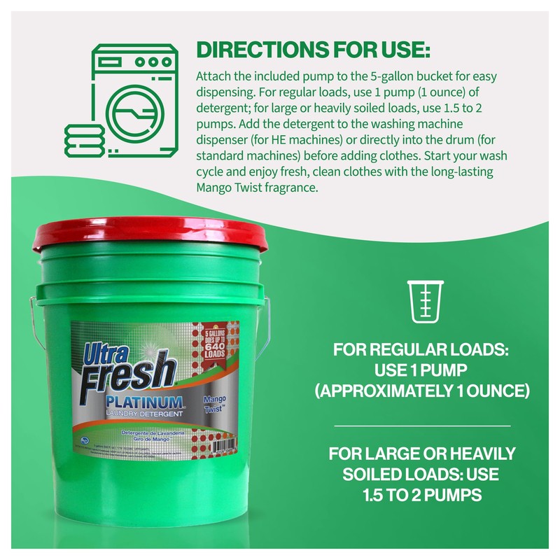 Ultra Fresh 5 Gallon Liquid Laundry Detergent Washing Soap for