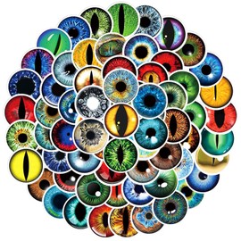 GEEHUA 80 Pcs Animal Eye Stickers, Round Dragon Eye Decals Waterproof Vinyl Colorful Sticker Eyeball Aesthetic Decal Eyeball Gifts for DIY Water Bottle Scrapbook Laptop Art Decor