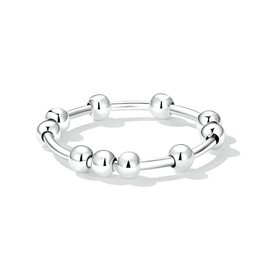 SIMPLGIRL 925 Sterling Silver Anti-Anxiety Ring for Women Men Girls Spinner Fidget Ring for Anxiety Ring with Beads Spinning Stress Relieve Relief Rings