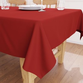 Encasa Table Cloth Size 140x140 cm | Cotton Canvas Fabric | Deep Red Solid Color | Dining Tablecloth For Decoration - Machine Washable