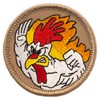 Flaming Fighting Chicken Patrol Patch - 2" Diameter Round Embroidered