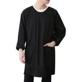 Hedbroli Work Apron, Men's, Kappo Clothing, Women's, Smocked, Nursery School, Long Sleeve Apron, Black, For Formal Occasions, For Funerals, Work, Gardening, Work Wear, Large Size, Men's