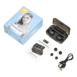 Audifonos In-ear Inalambricos Keluona F9-5 Bluetooth Tactil Cancelacion De Ruido Color Negro Con Luz Led