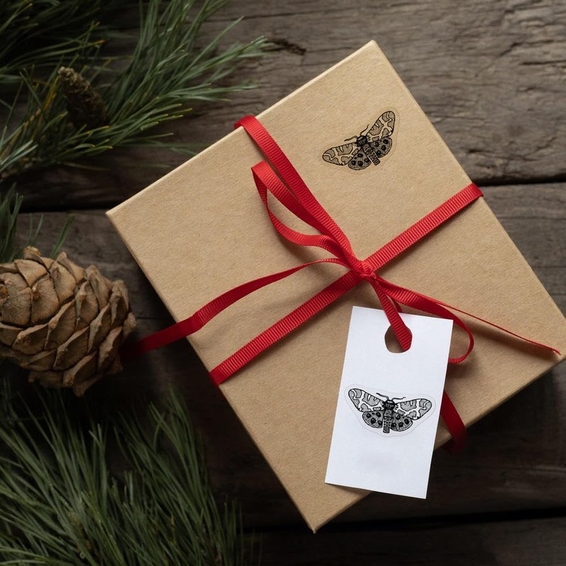 4 x Small 50mm 'Spotted Moth' Transparent/Clear Sticker Decals for