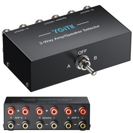 YGiTK 2(1)-in-1(2)-Out Amp/Speaker Switcher Selector Box | 2-Way Speaker Switcher | High Fidelity Audio Transmission | No External Power Required | Ideal for Home Theater & Stage Systems