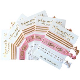 Pack of Hair Ties for Bridesmaids. Bachelorette and Wedding Shower Party Favors. Team Bride or Bride Tribe Gifts. 5x3pc Packs. 15 Hair Ties IN Total! (5 x 3pc Pack, Blush & Gold (Tribe))