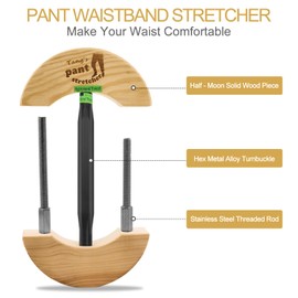 Tang's Cowboy Pant Stretcher for Jeans with Aerial Aluminium Alloy Adjustable Buckle Waist Stretcher -Instant Stretch-30 to 59 inches, Black, Large