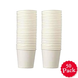 SUL Disposable Paper Cups, 200ml, White, Hot and Cold Drinks, Eco Friendly Paper Cups for Home, Office, Cafe 50pk