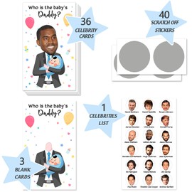 Funny Baby Shower Games Scratch Off Card, Guess Dad Scratch Off Lottery Ticket Raffle Cards Baby Shower Game, Baby Shower Party Icebreak Game Ideas for Boy and Girl, who is the Baby's Daddy-White