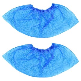 Aurmoo Shoe Covers, CPE Disposable Overshoes, Pack of 100, 4.5 g Disposable Shoe Covers, Non-Slip and Waterproof, Made of High-Quality CPE Material (50 Pairs, Blue)