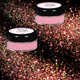 Boko Cosmetic Glitter 14g Ultra Fine Face Body Makeup Sparkling Glitter Powder for Eye Nail Festival Carnival Concert Party Rave Accessories with 20ml Primer Glue 1pcs Eyeshadow Brush - Fairy Pink