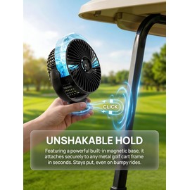 2-Pack Magnetic Golf Cart Misting Fan with Heavy-Duty Strap, 12000mAH Battery Operated Portable Fan with 4 Speeds, LED, Timer, Suitable for EZGO Club Car Yamaha, Golf Cart & Camping Accessories 2026