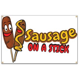 Sausage On A Stick 60" Banner Concession Stand Food Truck Single Sided