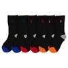 Polo Kids’ Sport Crew Socks 6 Pair Pack, Black Assorted,
