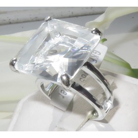 YourJewelleryBox 9X026 Sterling Silver 925 Big Princess Clear Simulated Diamond Ring Solitaire Size L USA 6