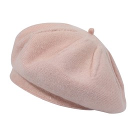 ZLYC Women's Beret Classic French Beret Plain Warm Beret, Plain Pink