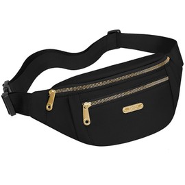 Riñonera Mujer, Cangurera Deportiva Bolsa de Pecho Correa Ajustable Bolso de Cintura Impermeable Ligero para Gimnasio, Marcha, Viaje Senderismo, Ciclismo, Running (Negro)