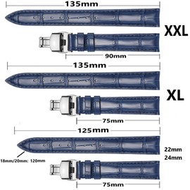 Moran Genuine Leather Watch Band Quick Release Polished Deployment D Buckle for Men and Women, 18mm-24mm Calf Leather Replacement Watch Strap, Waterproof and Sweatproof, 20mm-XL, Classic