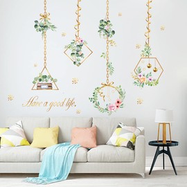 Buer Homie Wall Stickers, Flowers and Butterfly Wall Decals for Living Room