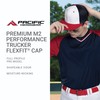 Pacific Headwear Standard Premium M2 Performance Trucker Flexfit Cap, White/Navy/Columbia