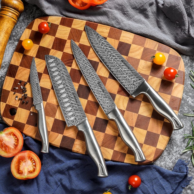 Astercook Knife Set, 15-Piece Kitchen Knife Set with Block, Built-in