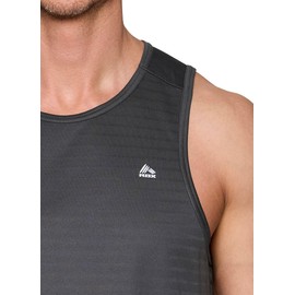 RBX Active Sleeveless Workout Top for Men, Quick Drying Performance Gym Muscle Tank Charcoal Shadow Stripe S