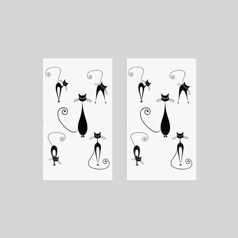 Oottati Small Cute Temporary Tattoo Kitten Cat Neck Hand (Set