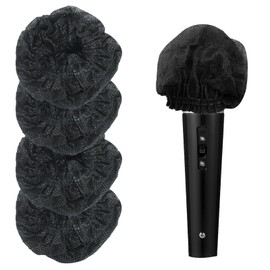 Waziaqoc 100 Pcs Disposable Microphone Hygiene Covers, Non-woven Handheld Mic Windscreen for KTV, Karaoke and Stage Performances, Black