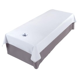 Premium Reusable Massage Table Sheets Bed Cover 47 x 90 Inches with Face Hole, Fitted Table for Master Massage, Waterproof and Oilproof, Stain and Wrinkle-Resistant, Machine Washable（White）