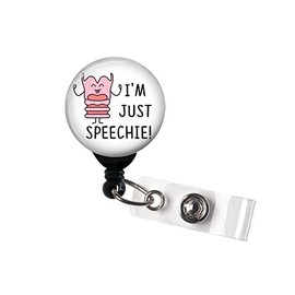 Retractable Badge Reel - I'm Just Speechie! Speech Therapist - Badge Holder with Swivel Clip/Speech Therapy/SLP Badge