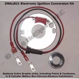 Hot-Spark Electronic Ignition Conversion for 8-cyl Mallory Marine Distributors with Points