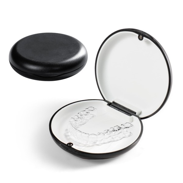 LTMMC Black Retainer Case, Portable Aligner Case, Magnetic Closure &