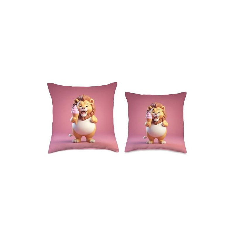 Chubby Fat Lion Ice Cream Lover Funny Animal Design Print