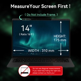 Mao Yeye Magnetic Laptop Privacy Filter 14 Inch 16:9 Aspect Ratio Anti-Glare Blue Light Monitor Protector,Removable 14in Film for Lenovo HP Dell Acer Asus Thinkpad Envy Xps