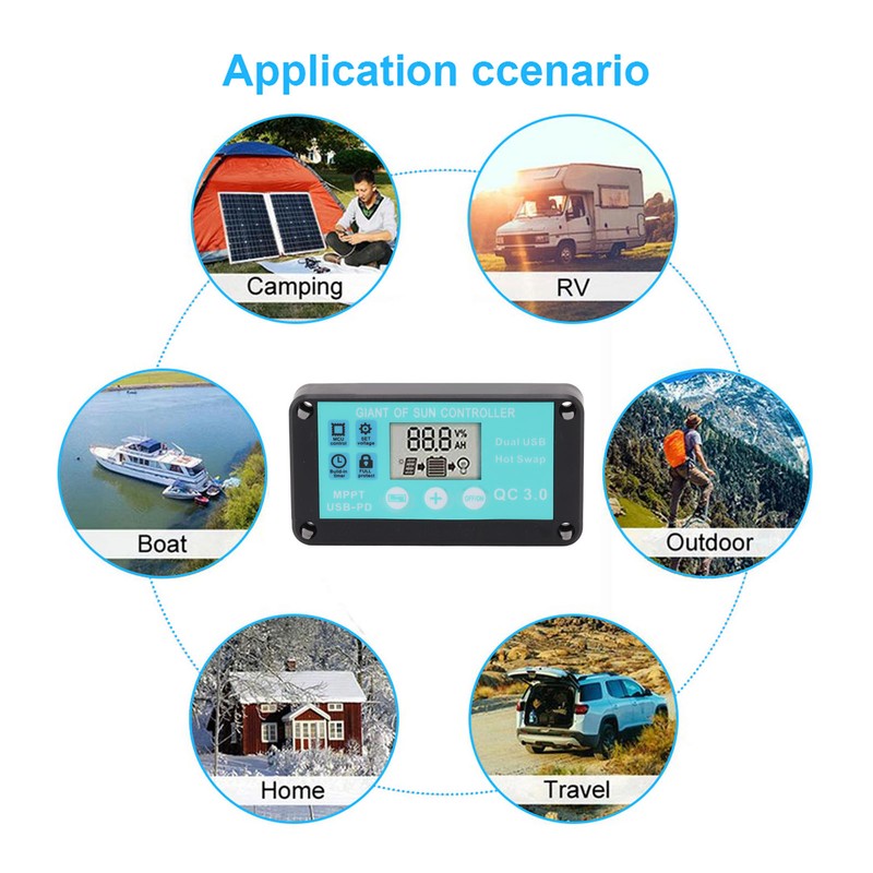 Solar Charge Controller Dual USB Output Fast Charging Solar Panel